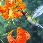 Hummingbird and Tiger Lily 9" x 12"