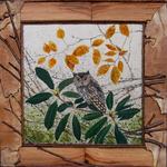 "Screech Owl in Laurel Thicket"
40" x 40"
with Puzzle Frame
Woods are:  Maple, Myrtle and Rhododendron Twigs