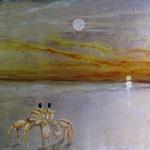 Ghost Crab with Sun Moon and Stars  15"hx30"w